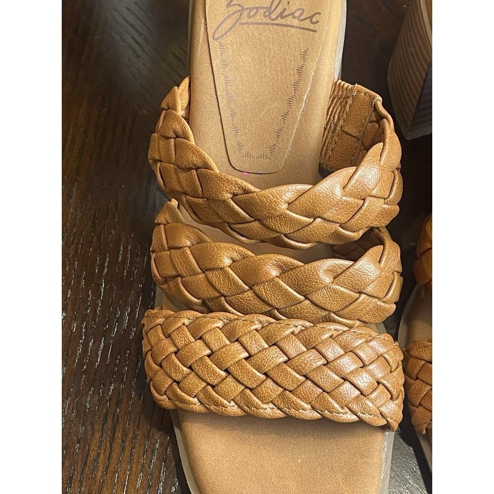 Zodiac Sandals Womens 7 Lilah Brown Braidied Slip On Chunky Heel Shoes​ - Picture 4 of 8